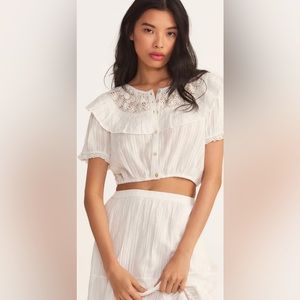 LOVE SHACKFANCY ELANIA CROP TOP TRUE WHITE